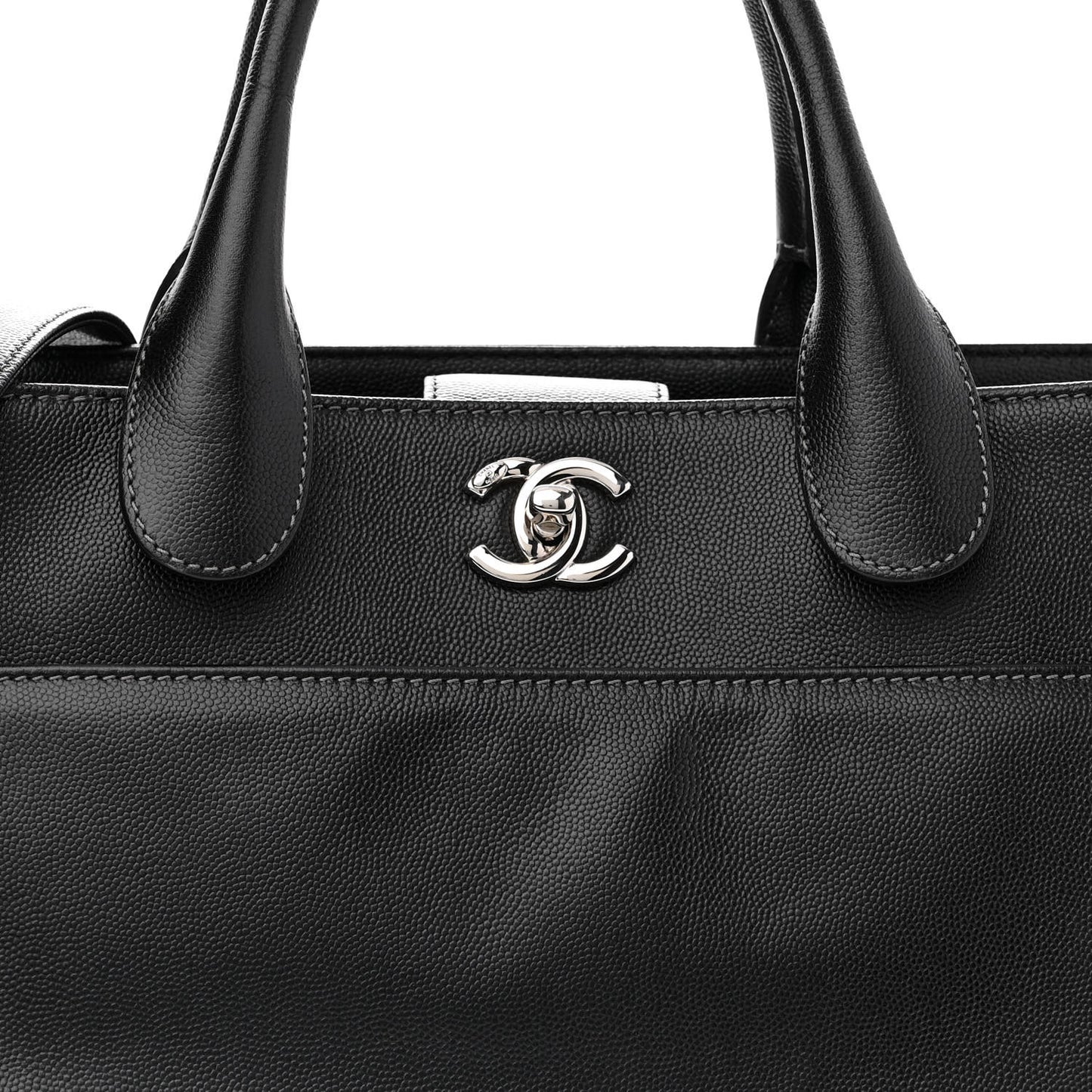 Caviar Medium Cerf Executive Shopper Tote Black