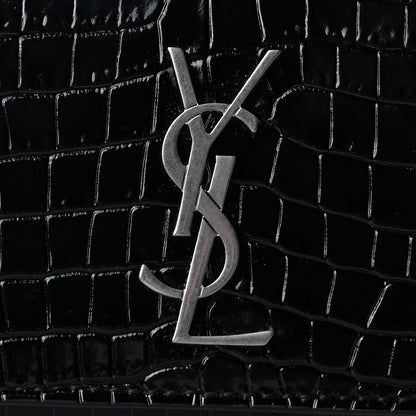 Saint Laurent Calfskin Crocodile Embossed Monogram Kate Belt Bag Black 11 of 11