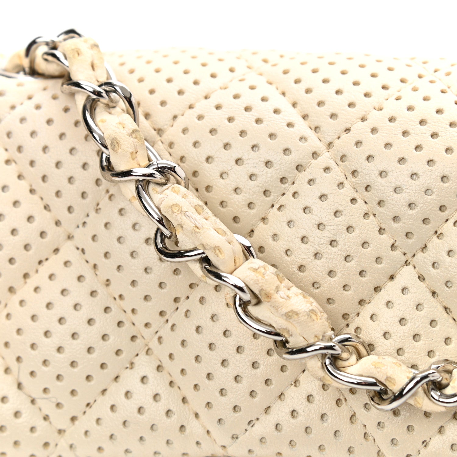 Chanel Lambskin Perforated East West Flap White 12 of 13