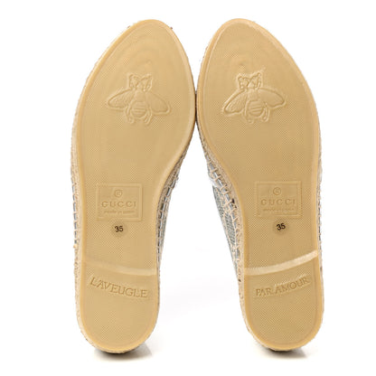 Gucci Lame Nappa GG Monogram Espadrilles 35 Silver Beige 5 of 11