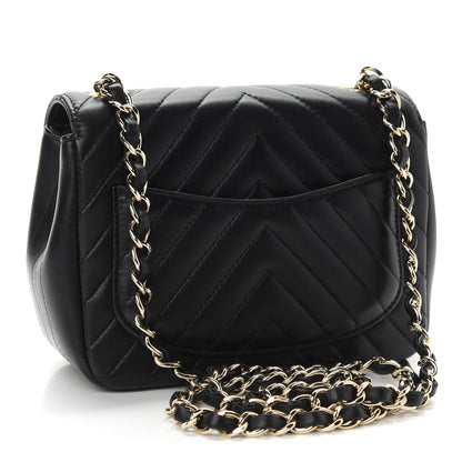Chanel Lambskin Chevron Quilted Mini Square Flap Black 3 of 9