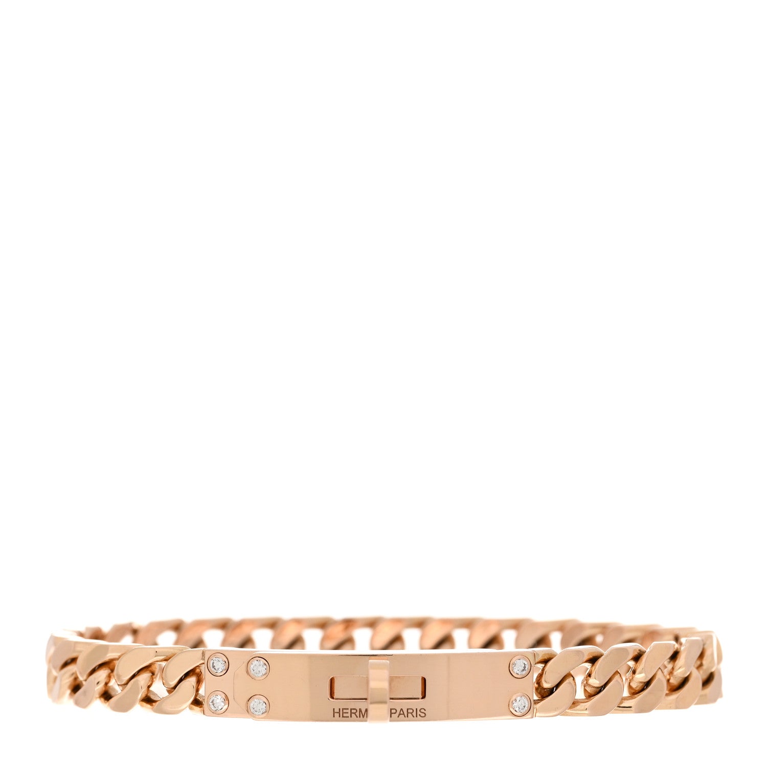 Hermes 18K Rose Gold Diamond PM Kelly Chaine Bracelet SH 1 of 4