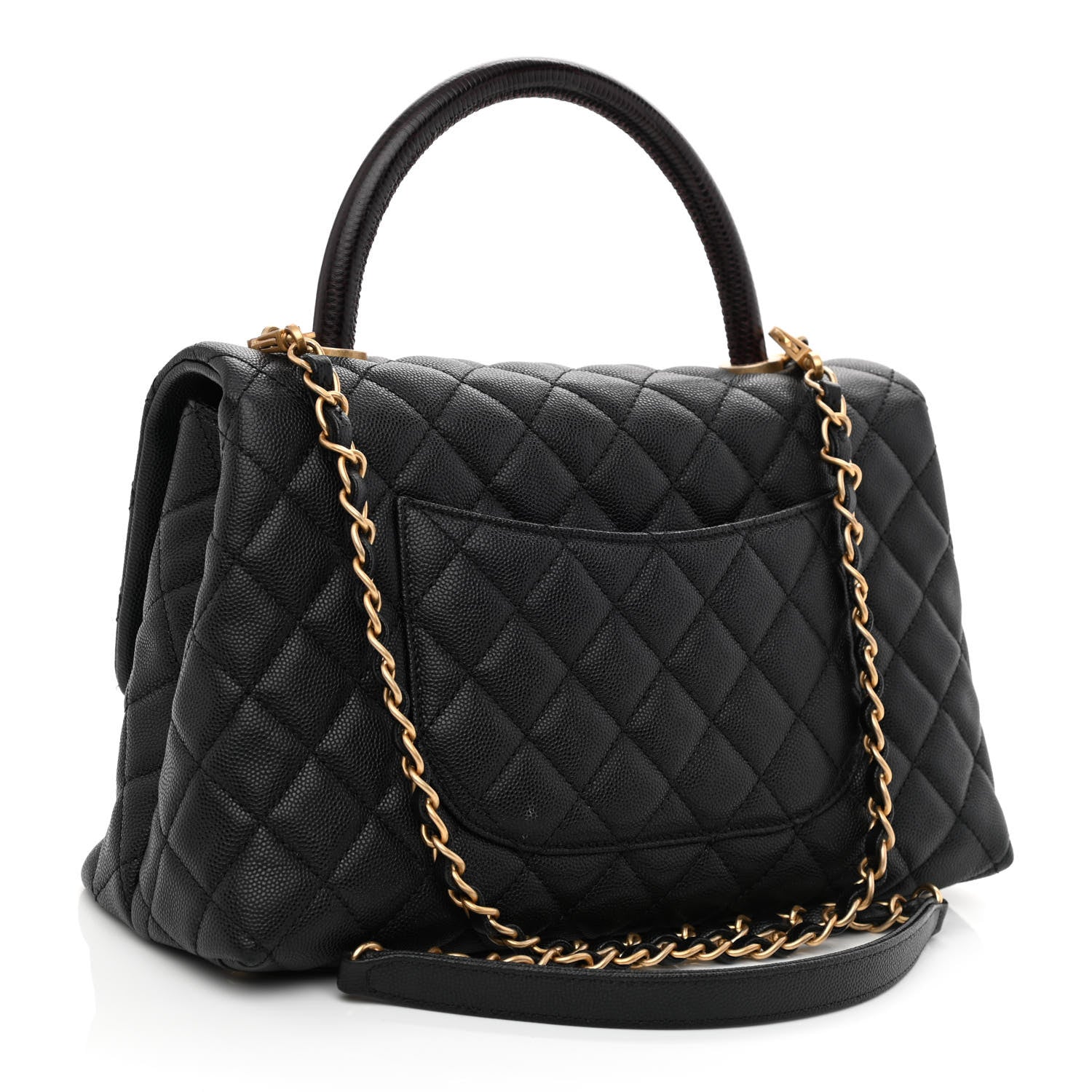 Chanel Caviar Lizard Quilted Small Coco Handle Flap Black 3 of 11