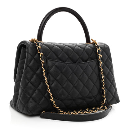 Chanel Caviar Lizard Quilted Small Coco Handle Flap Black 3 of 11