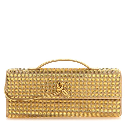 Bottega Veneta Nappa Crystal Long Andiamo Top Handle Clutch Porridge 1 of 10