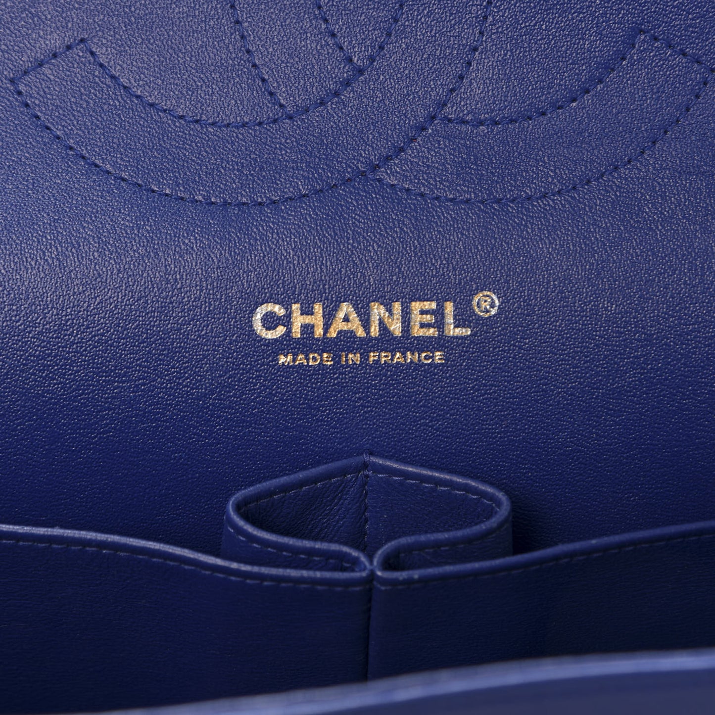 Lambskin Quilted Jumbo Double Flap Blue