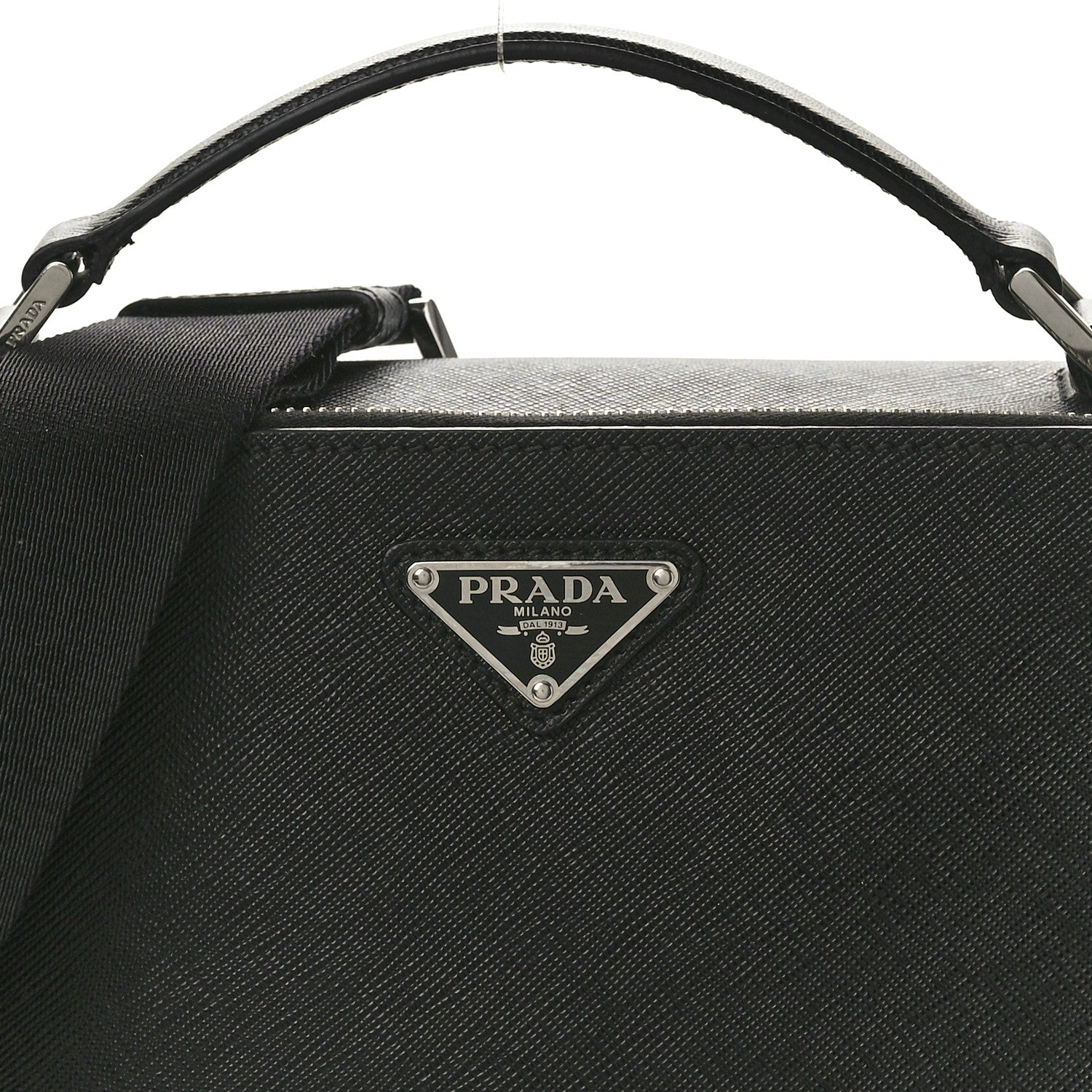 Prada Saffiano Travel Medium Brique Crossbody Bag Black 7 of 9