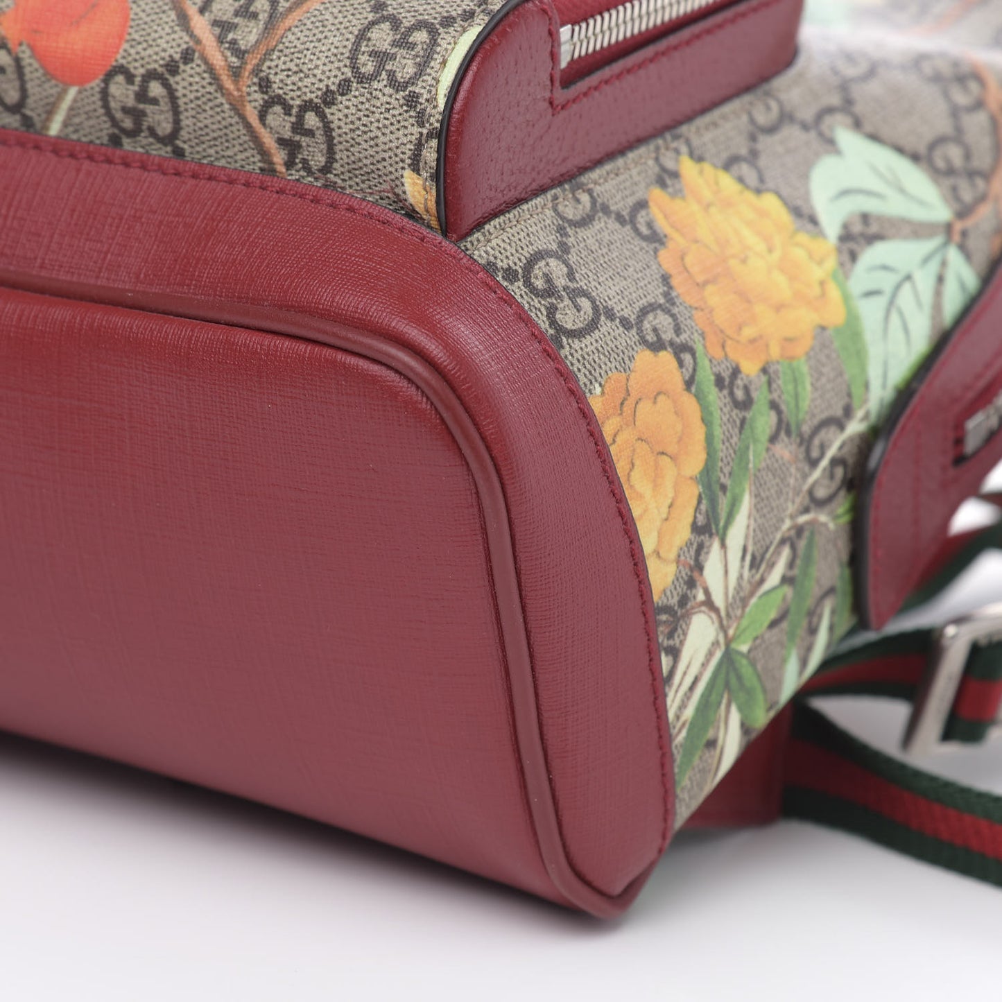 GG Supreme Monogram Tian Web Small Day Backpack Beige Multicolor Red