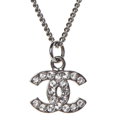 Chanel Crystal Timeless CC Necklace Silver 4 of 6