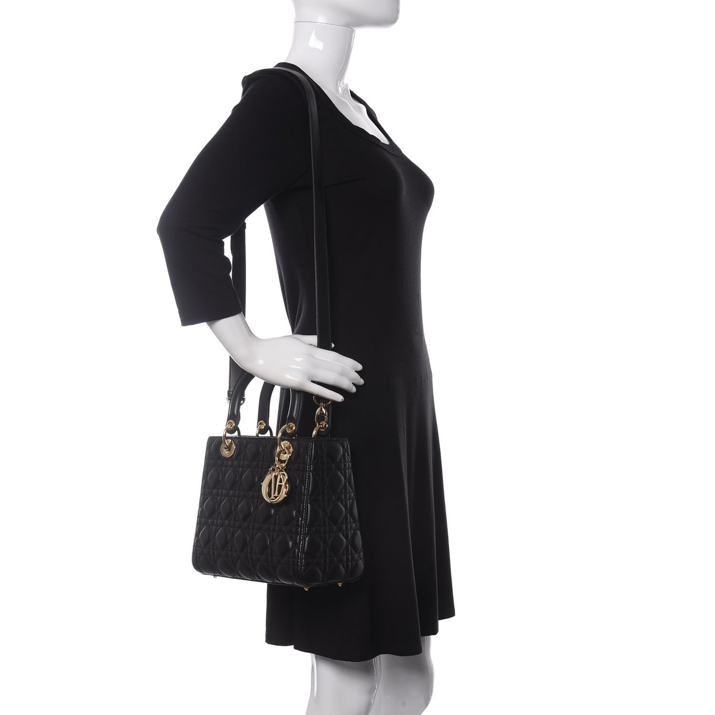 Lambskin Cannage Medium Lady Dior Black