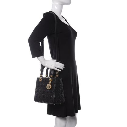Christian Dior Lambskin Cannage Medium Lady Dior Black 2 of 10