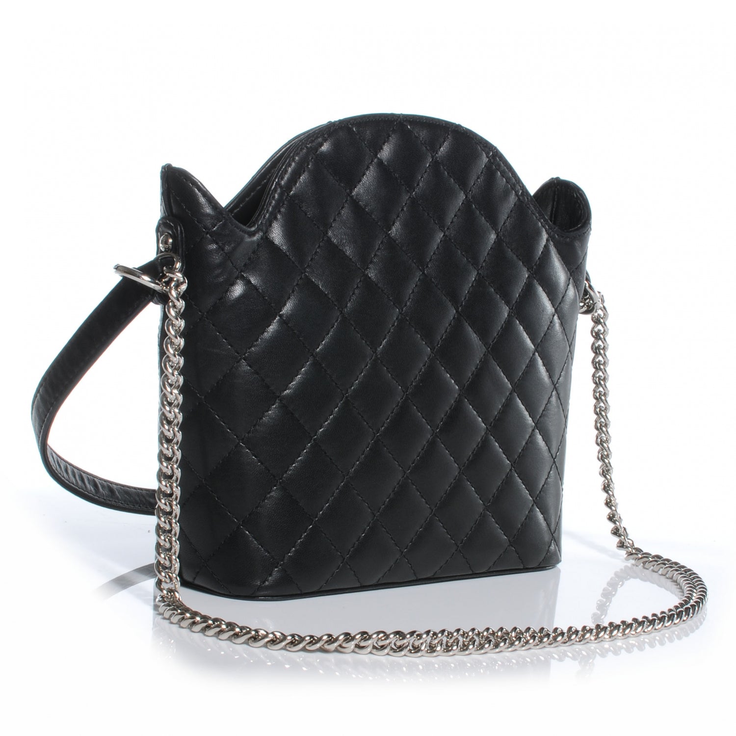 Chanel Lambskin Quilted Bucket Shoulder Bag Black 3 of 7