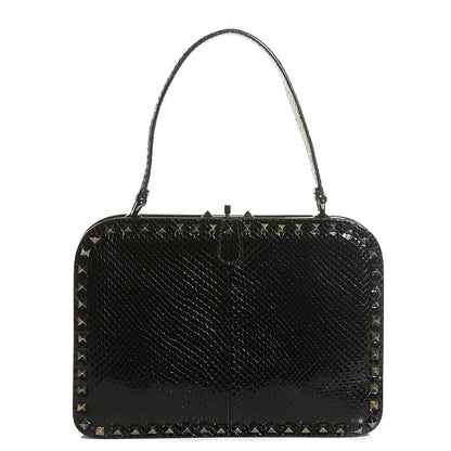Valentino Garavani Python Mini Rockstud Frame Bag Black 1 of 8