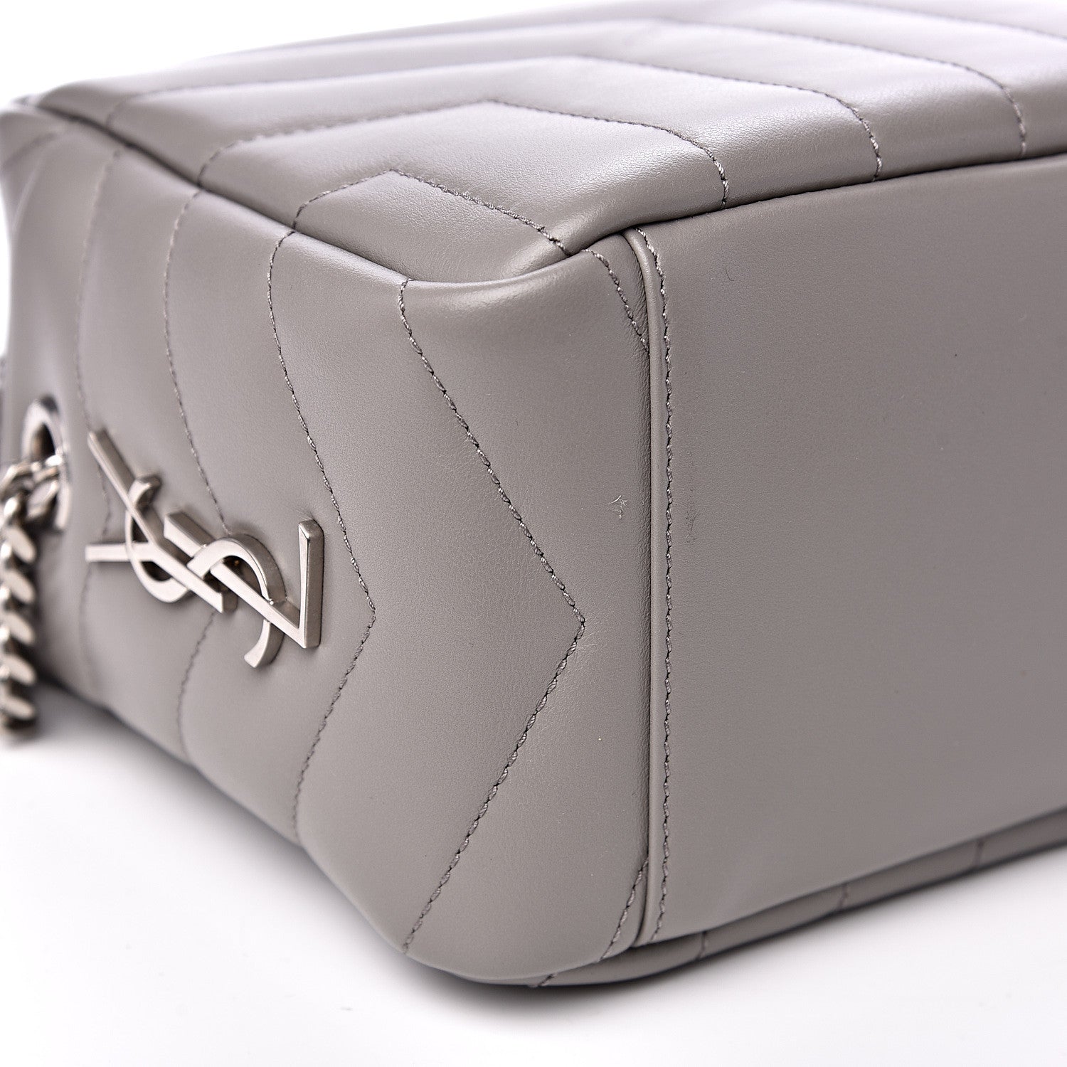 Saint Laurent Calfskin Y Quilted Monogram Small Loulou Bowling Bag Light Grey 6 of 8