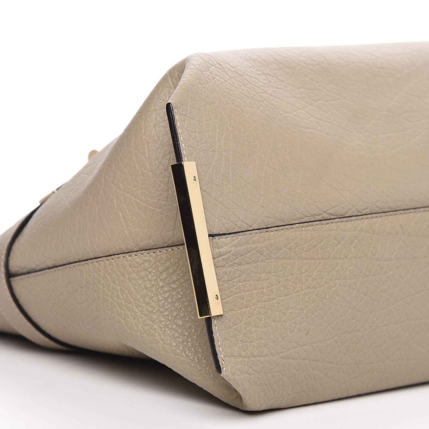 Grained Calfskin Large Charlotte Tote Motty Grey White