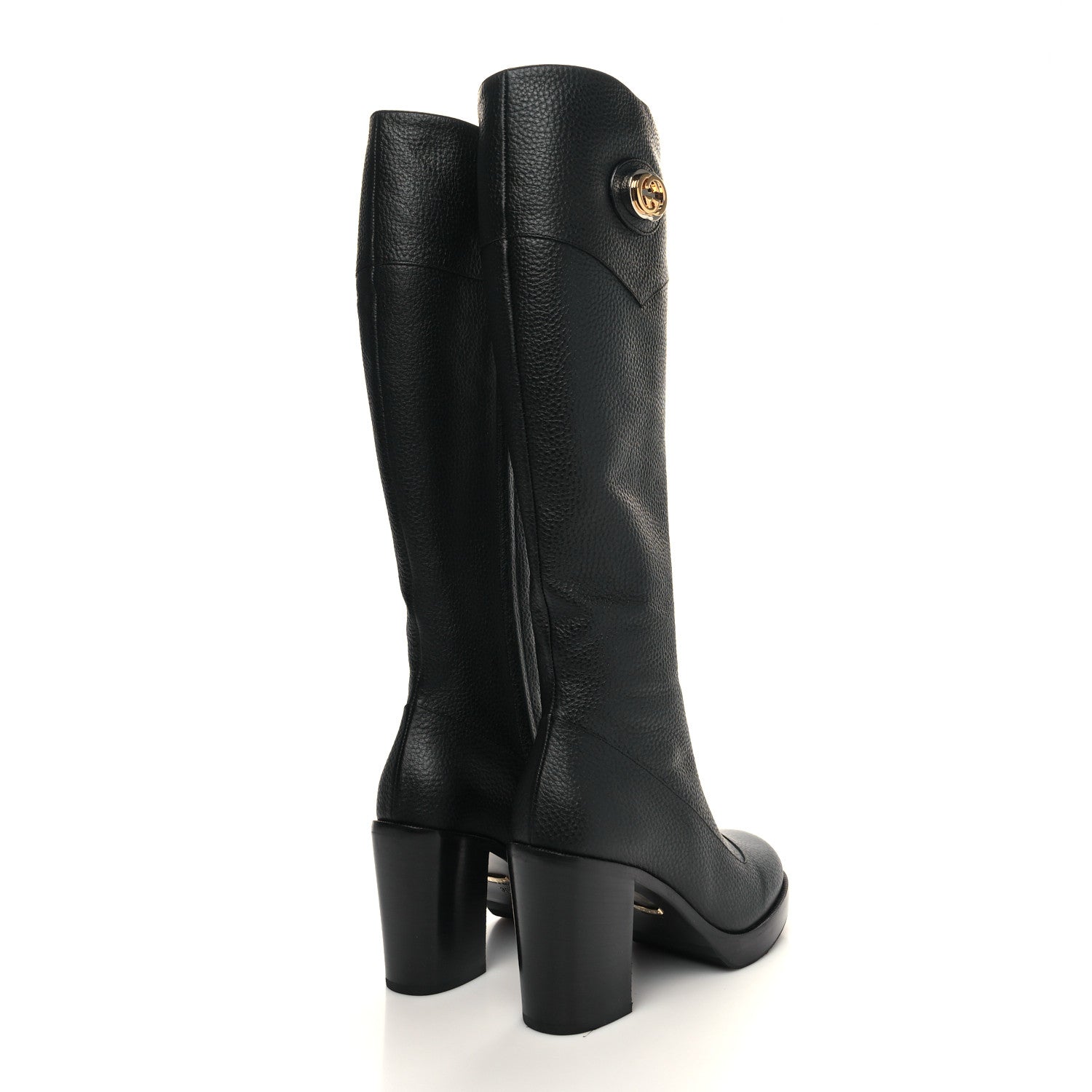 Gucci Austin Calfskin Interlocking G Knee High Boots 36 Black 4 of 7