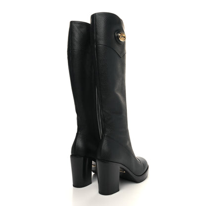 Gucci Austin Calfskin Interlocking G Knee High Boots 36 Black 4 of 7