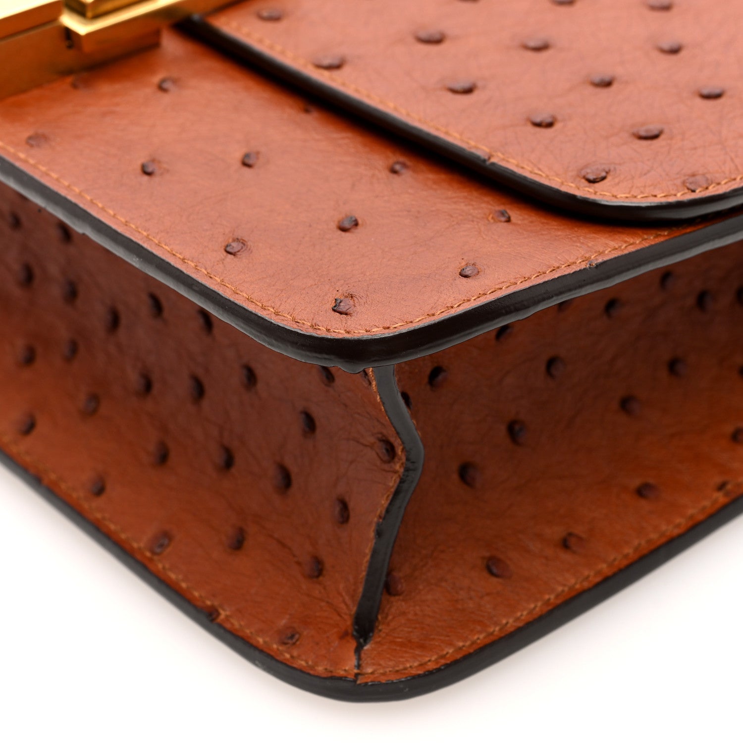 Saint Laurent Ostrich Carre Satchel Brick 9 of 9