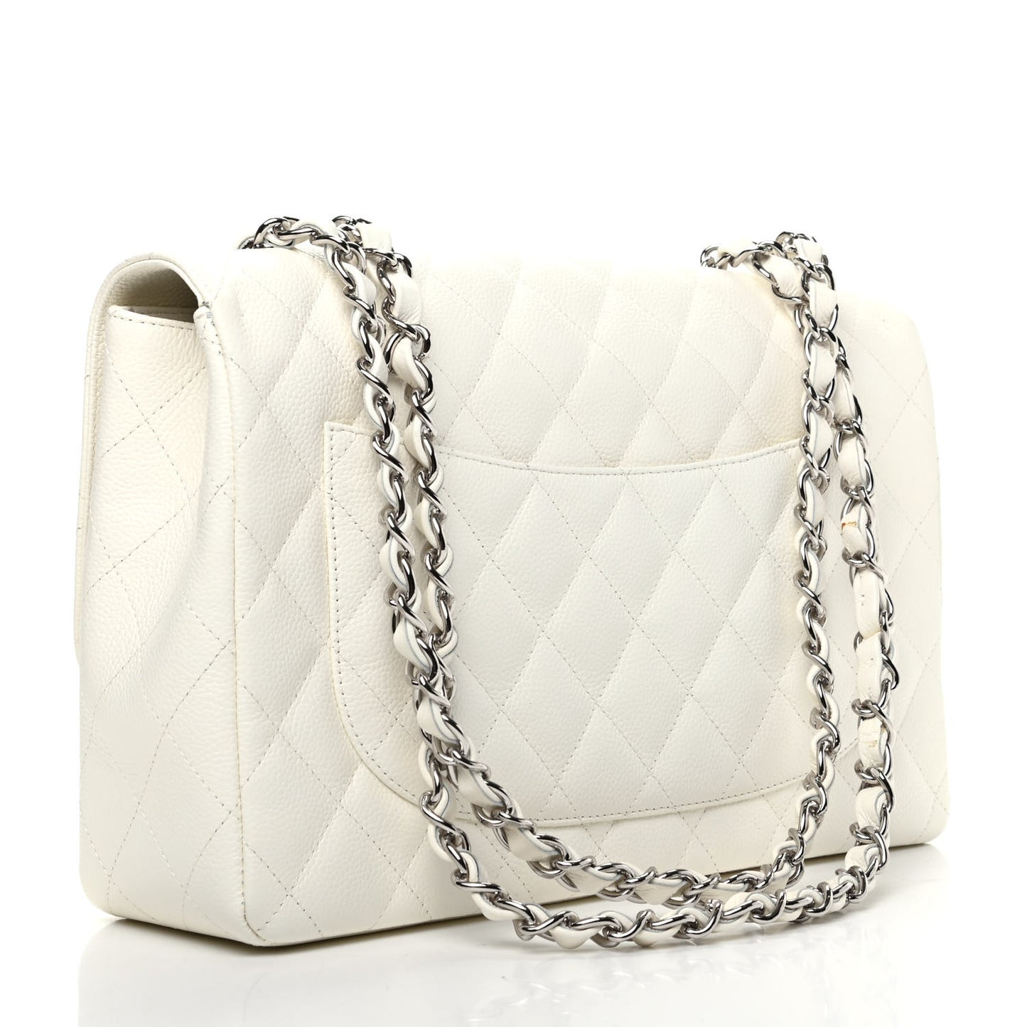 Caviar Quilted Jumbo Single Flap White