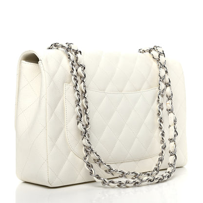 Chanel Caviar Quilted Jumbo Single Flap White 3 of 9