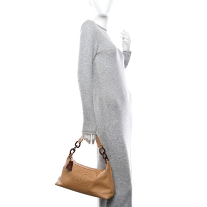 Chanel Caviar CC Wood Chain Hobo Beige 2 of 14