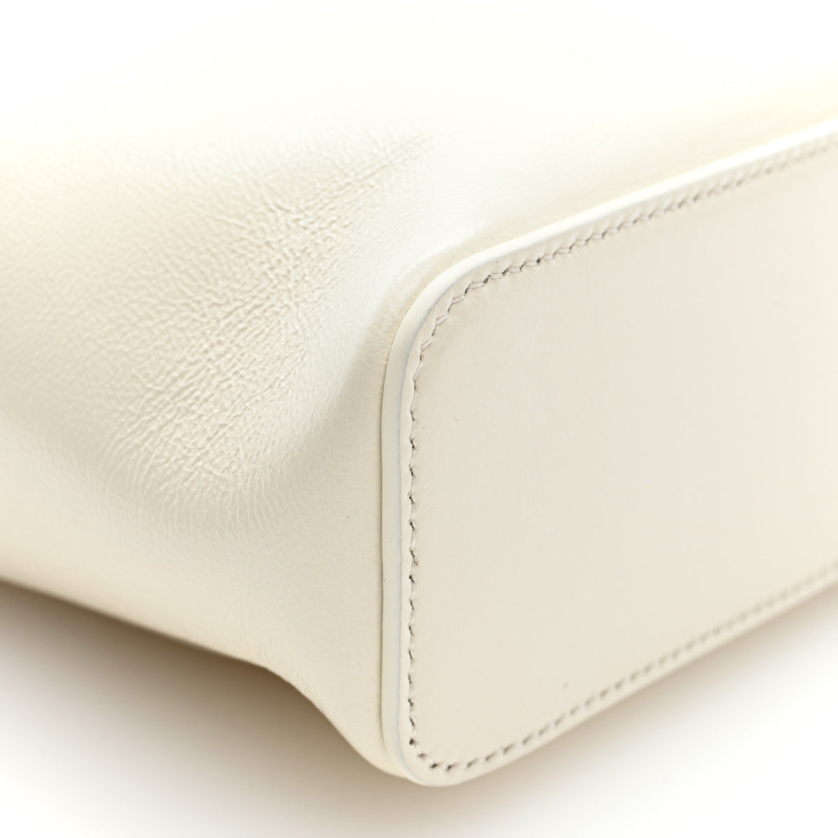 Glossy Lambskin Vanity Frame Rectangle Bag  Creamy White