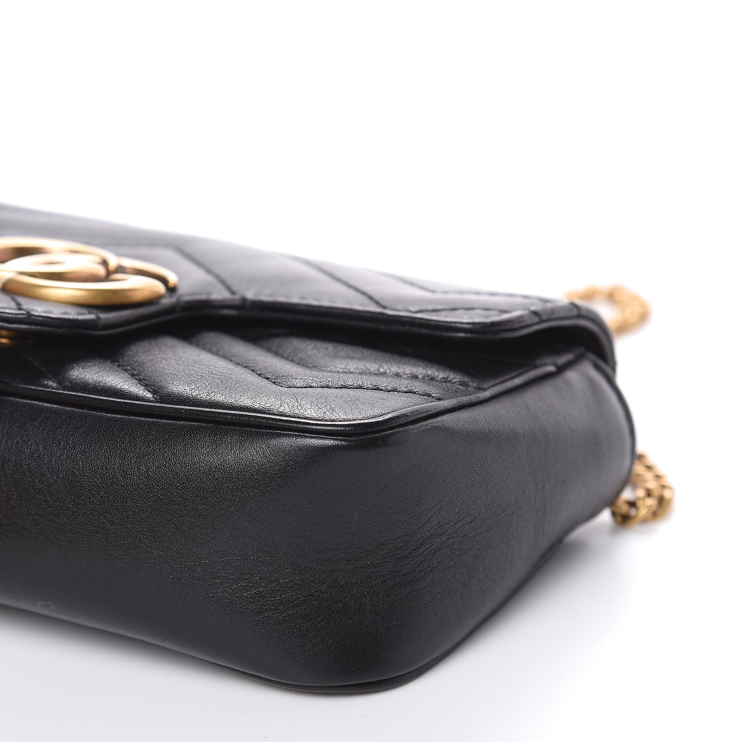 Calfskin Matelasse Super Mini GG Marmont Shoulder Bag Black