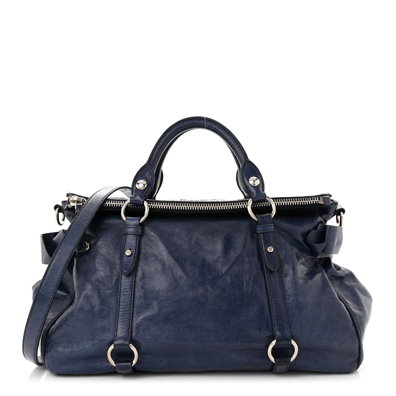 Miu Miu Vitello Lux Bow Tote Bleuette 1 of 9