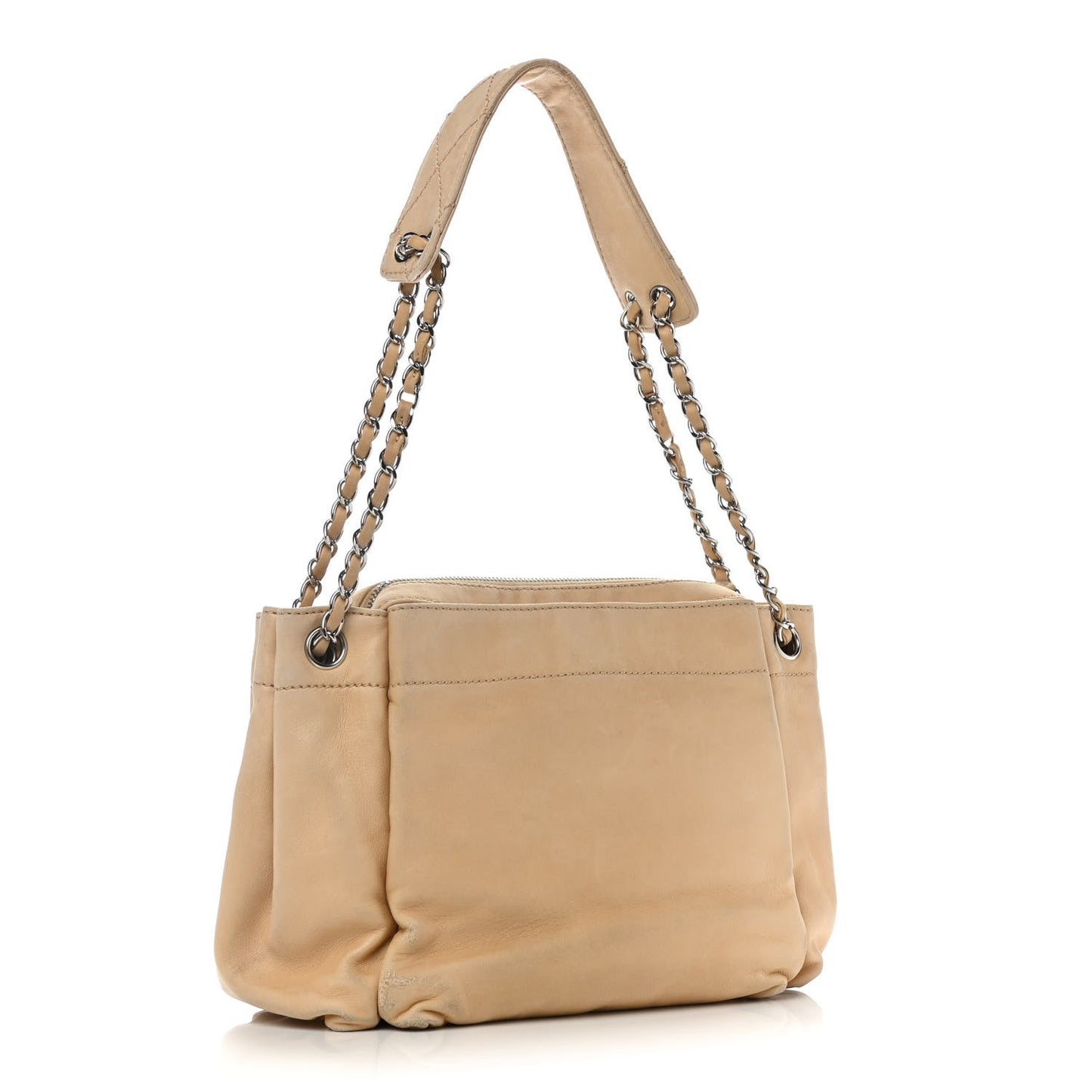 Lambskin Quilted Shoulder Flap Bag Beige