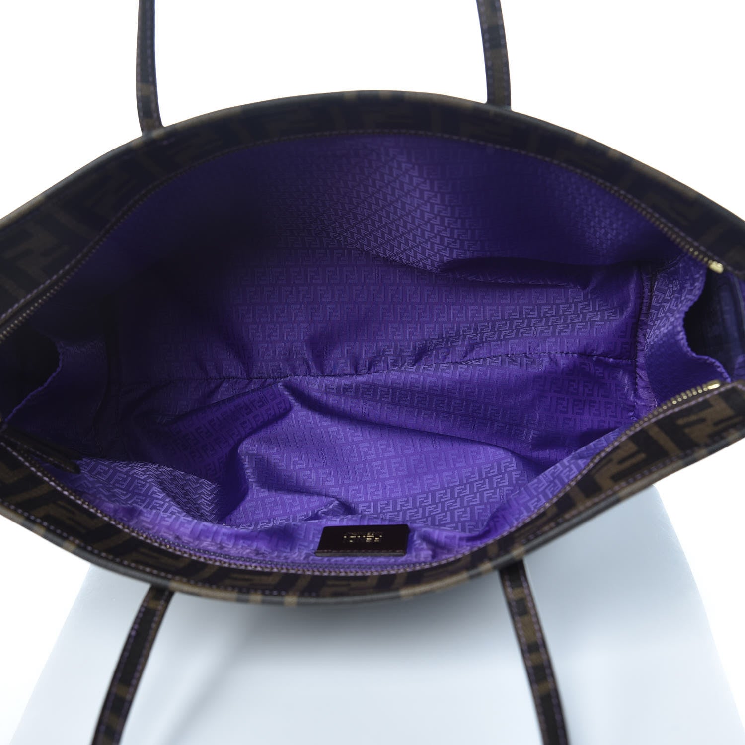 Fendi Zucca Spalmati Small Roll Tote Tobacco Viola 5 of 9