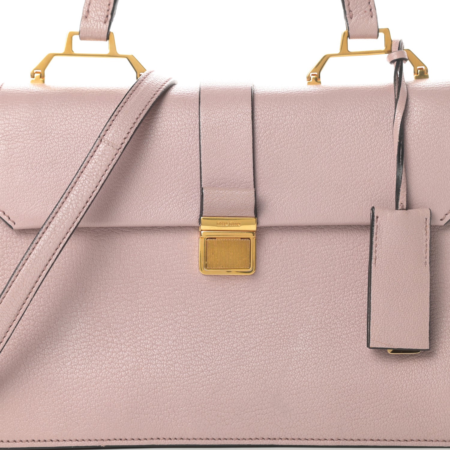 Miu Miu Goatskin Madras Top Handle Bag Mughetto 9 of 20