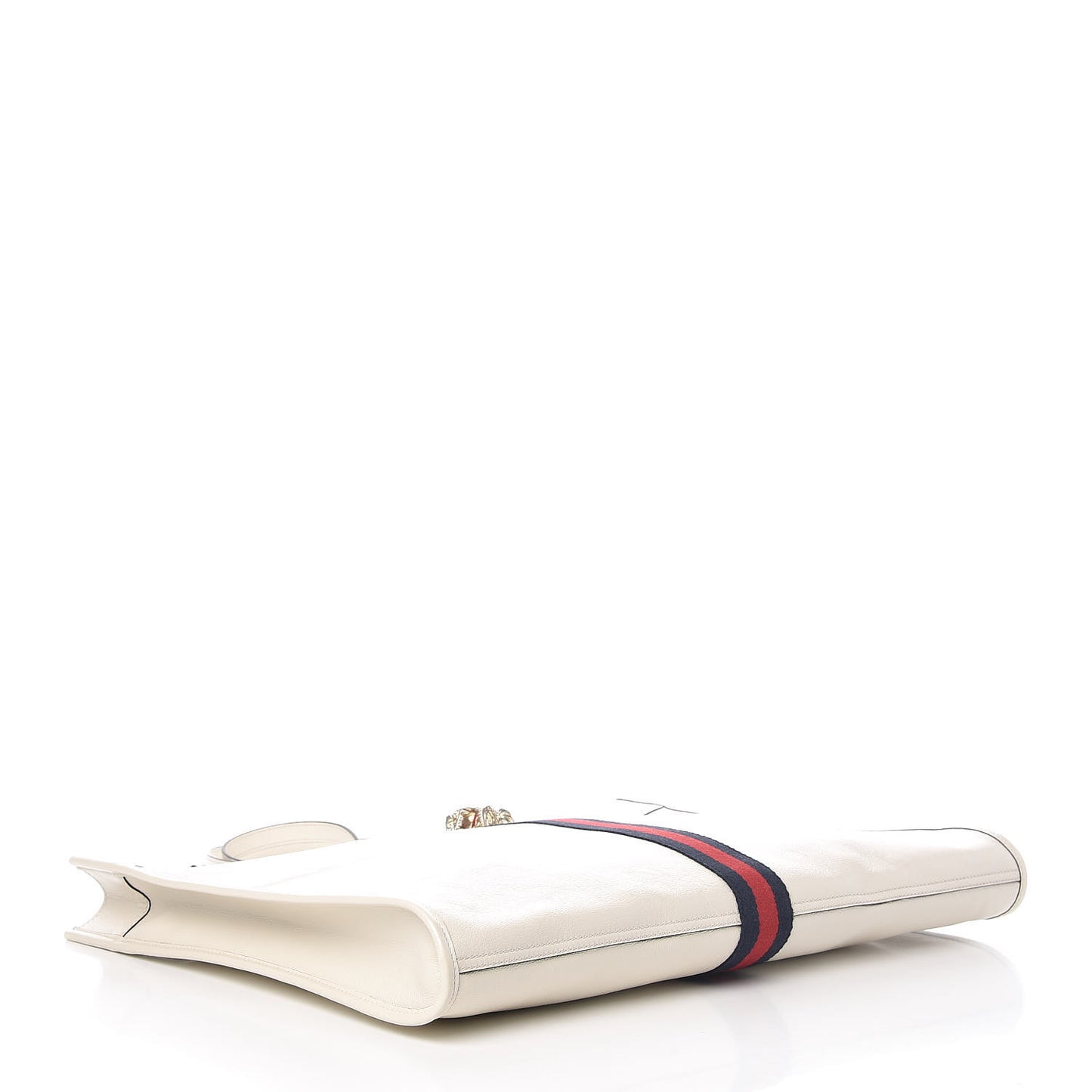 Suede Calfskin Large Rajah Chain Tote White