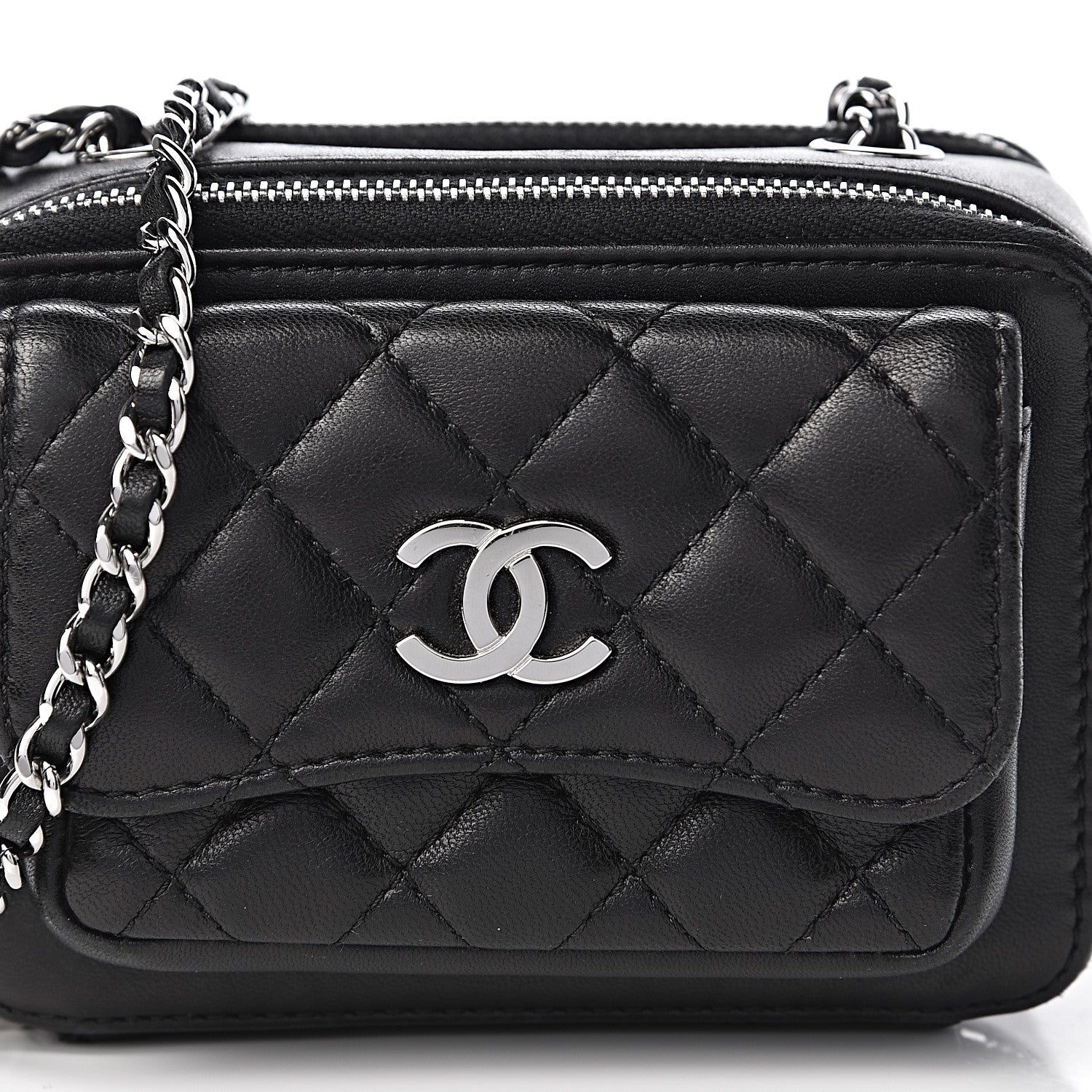 Chanel Lambskin Quilted Small Pocket Box Camera Case Black 11 of 12