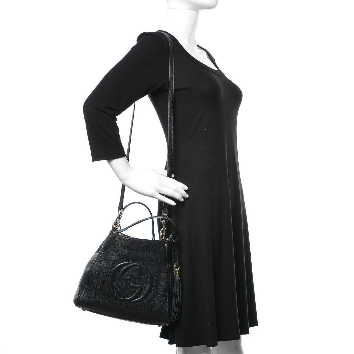 Pebbled Calfskin Small Soho Shoulder Bag Black
