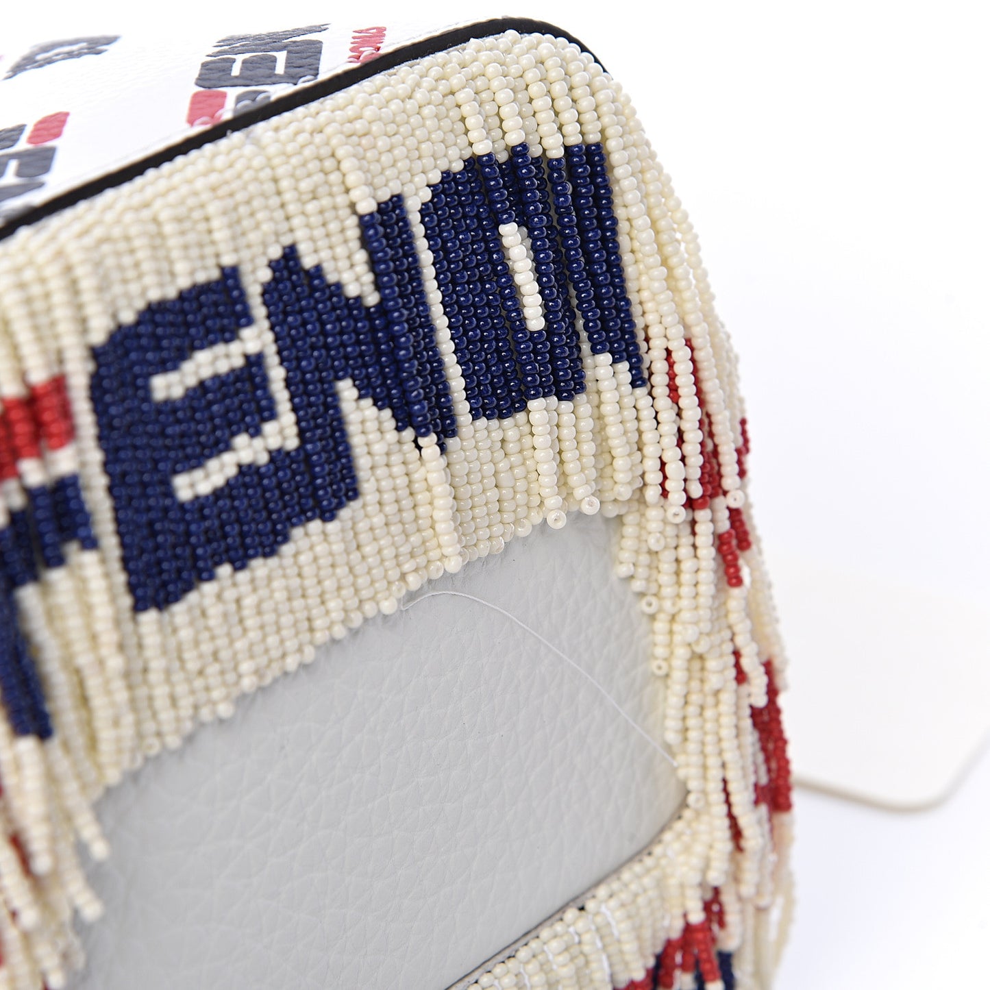 X FILA Calfskin F is Fendi Mania Fringe Mini Mon Tresor Bucket Bag White