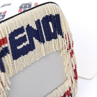Fendi X FILA Calfskin F is Fendi Mania Fringe Mini Mon Tresor Bucket Bag White 11 of 16