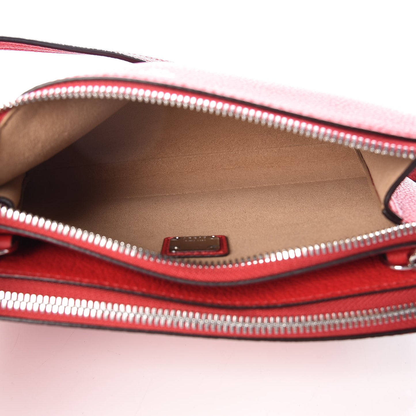Grained Calfskin Milla Double Crossbody Bag Ruby Red