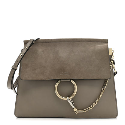 Chloe Calfskin Suede Medium Faye Shoulder Bag Motty Grey 1 of 19
