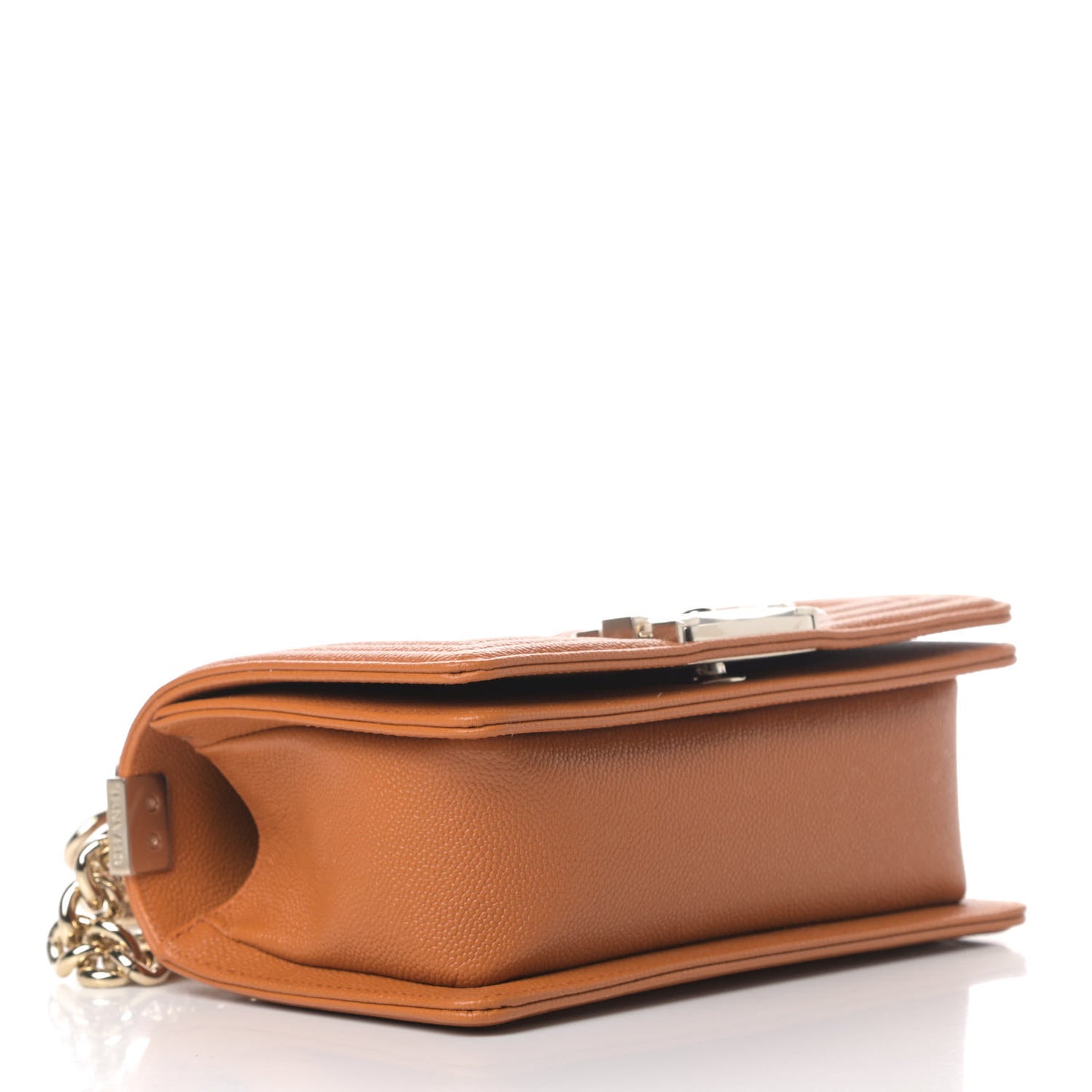 Caviar Quilted Small Boy Flap Light Brown