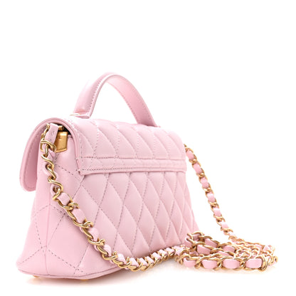 Chanel Lambskin Quilted Mini Flap Top Handle Bag Light Pink 3 of 11