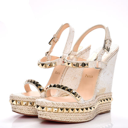 Christian Louboutin Cork Cataclou 140 Wedge Sandals 40 Off White 4 of 7