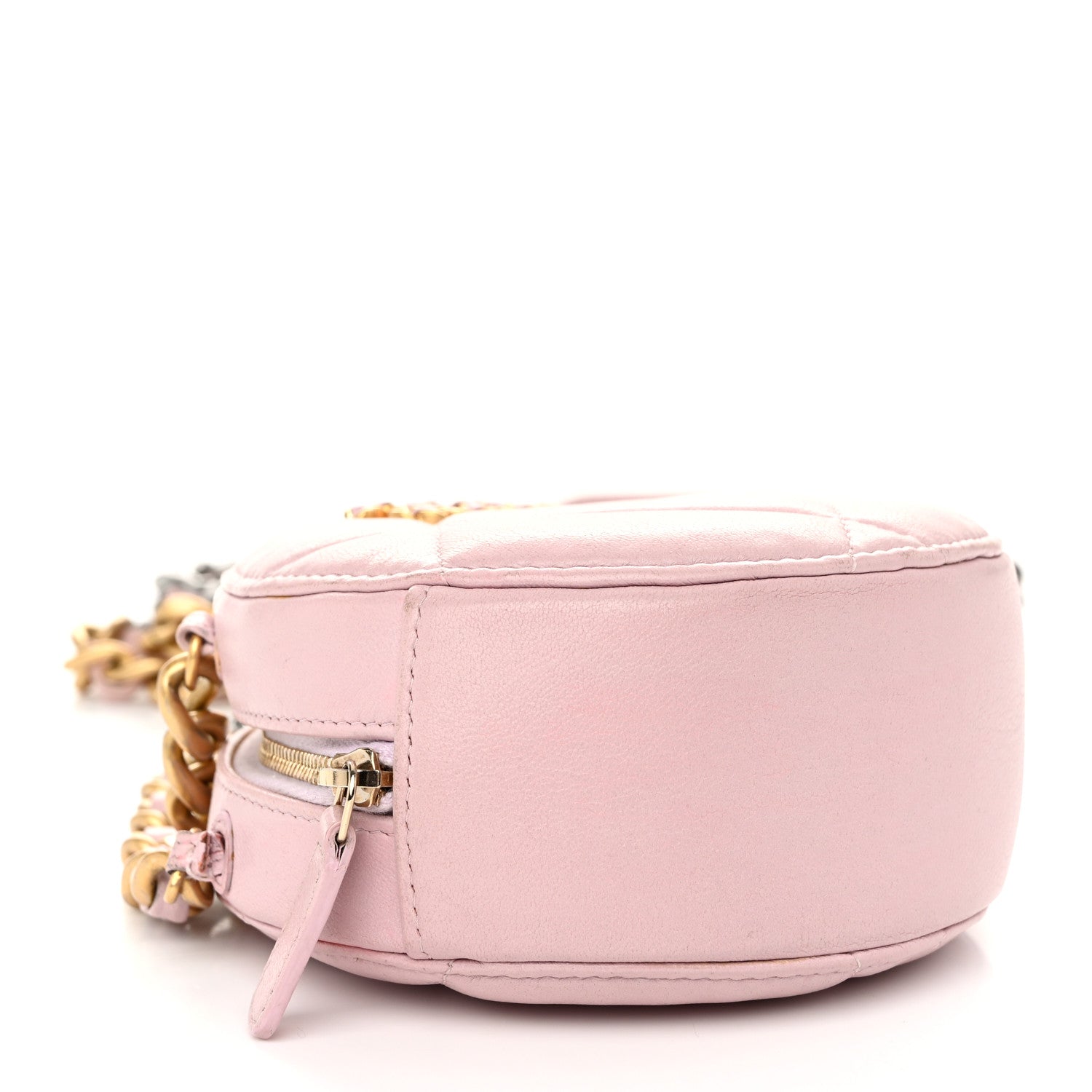Chanel Lambskin Quilted Chanel 19 Round Clutch With Chain Pink 4 of 11
