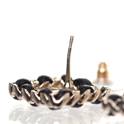 Chanel Crystal Lambskin Chain Sergeant Stud Earrings Black Gold 7 of 9
