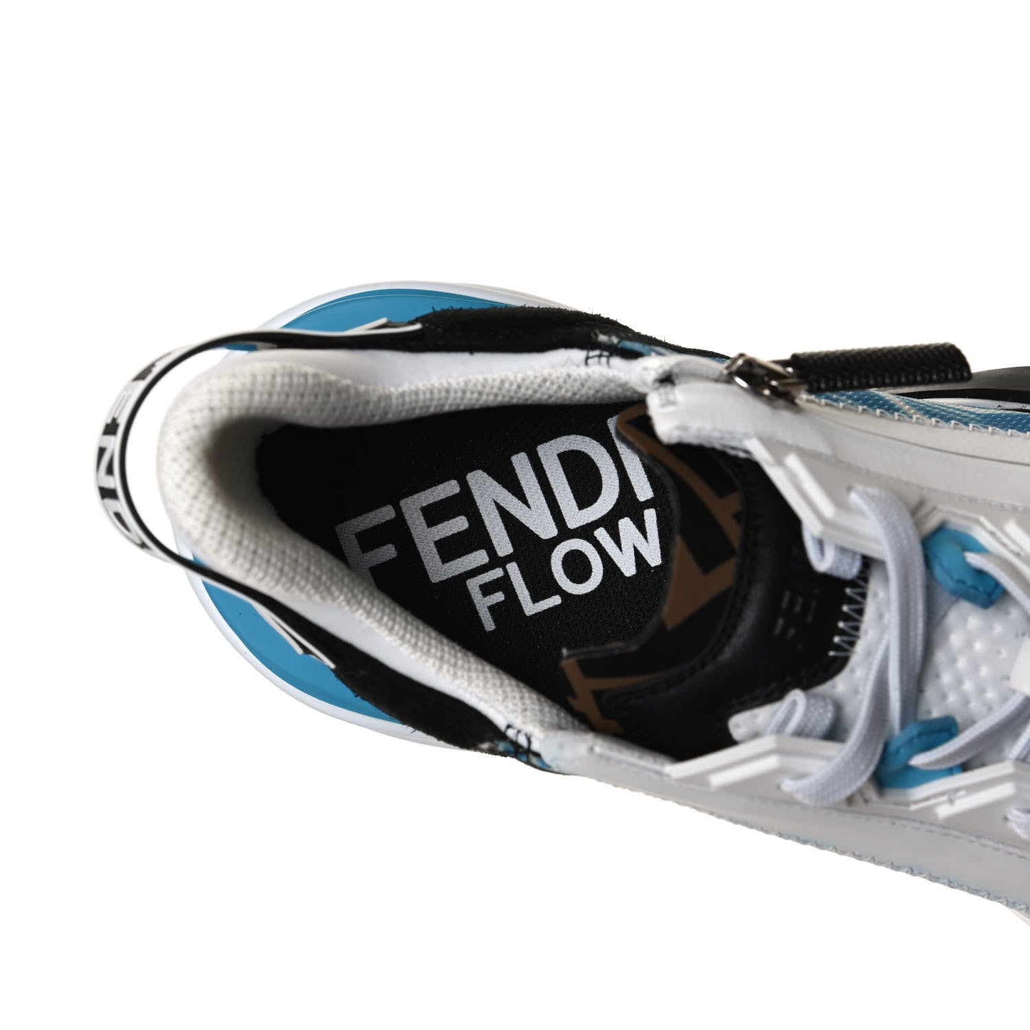 Fendi X SARAH COLEMAN Nylon Suede Lycra FF Vertigo Mens Fendi Flow Low Top Sneakers 11 Transparent Cyber Blue Black 10 of 10