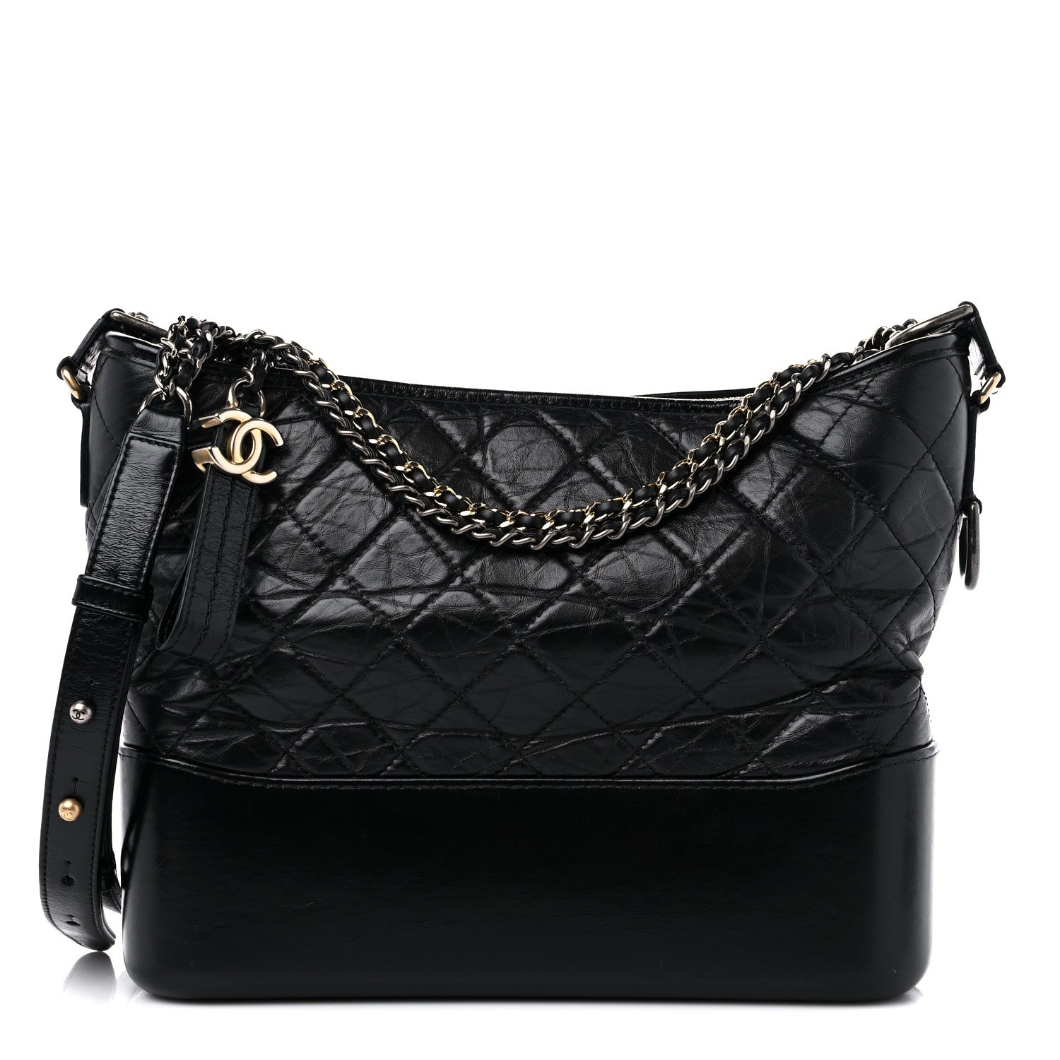 Chanel Aged Calfskin Quilted Medium Gabrielle Hobo Black 1 of 13