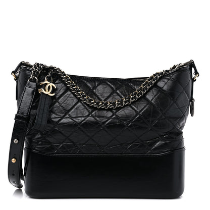 Chanel Aged Calfskin Quilted Medium Gabrielle Hobo Black 1 of 13