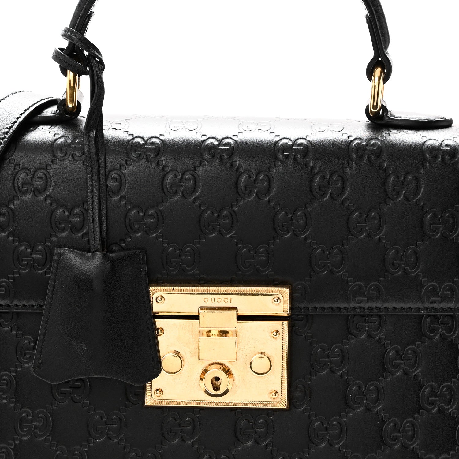 Gucci Guccissima Signature Small Padlock Top Handle Bag Black Black 8 of 10