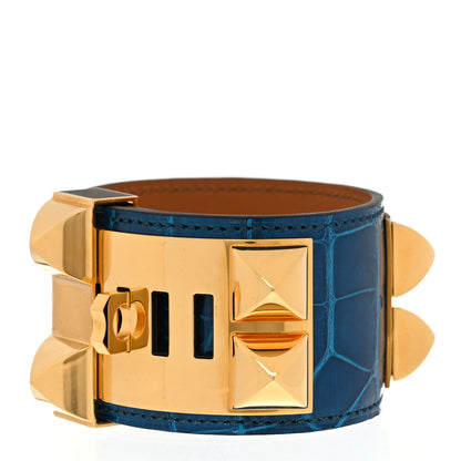Hermes Shiny Alligator Collier De Chien CDC Bracelet S Bleu Izmir 3 of 7