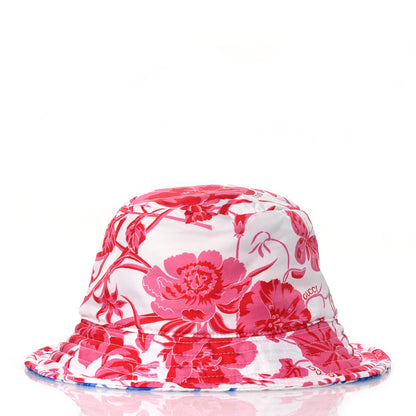 Gucci Silk Monogram Bob Reversible Flora Bucket Hat with Pouch  Pink Blue White 10 of 16