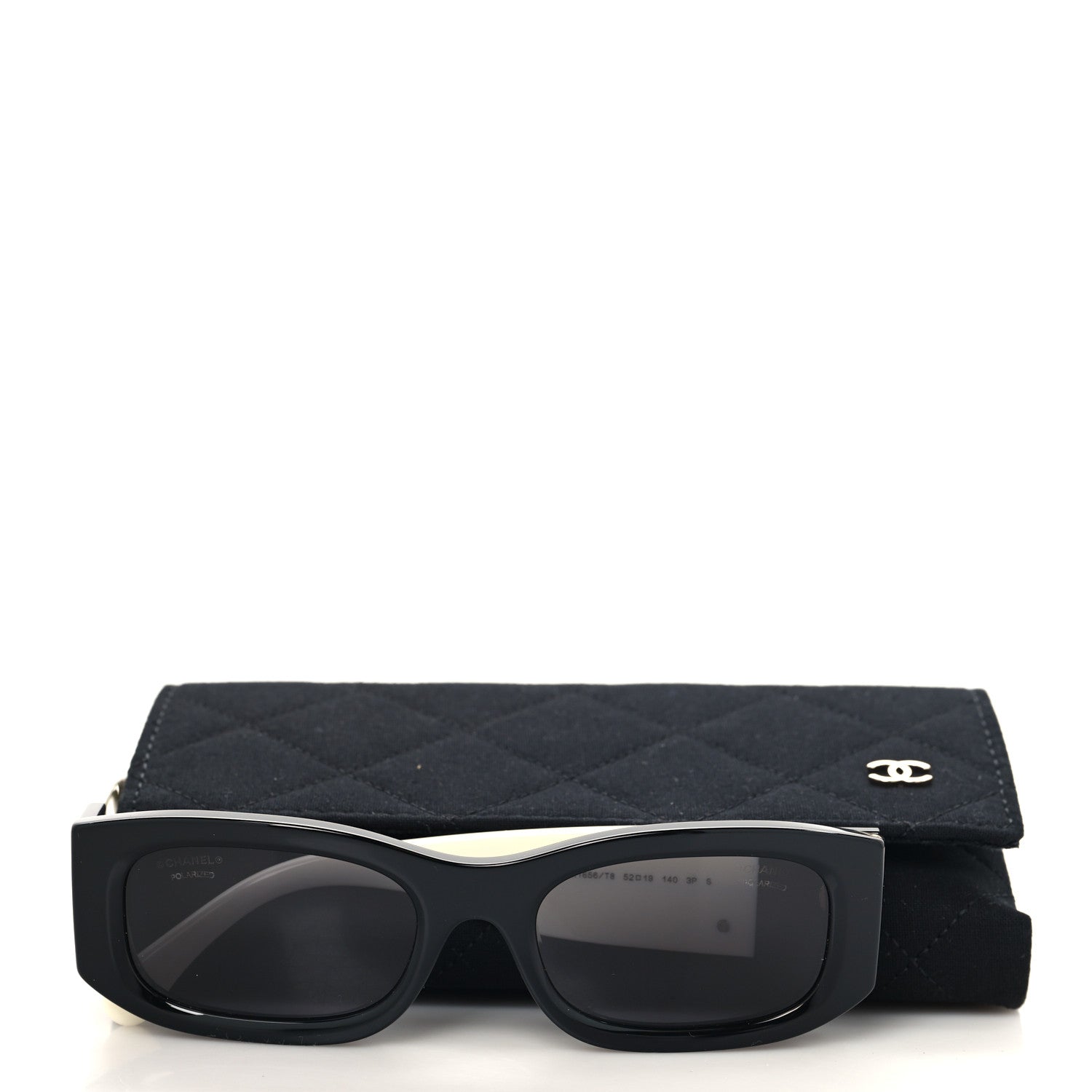 Chanel Acetate Rectangle Sunglasses 5525 Black White 8 of 8